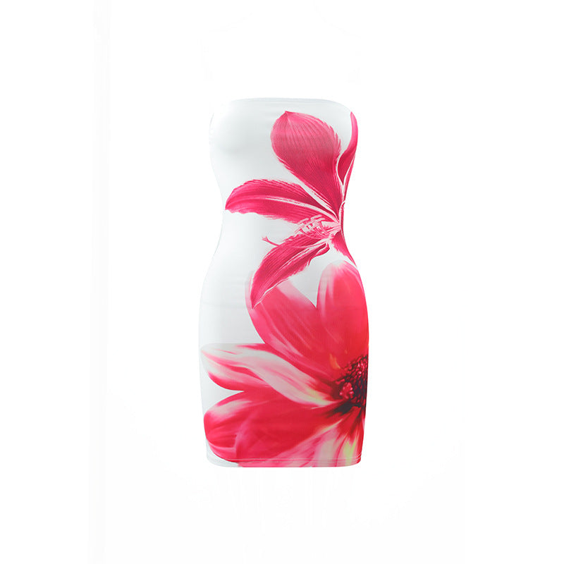 Bold Floral Strapless Mini Dress