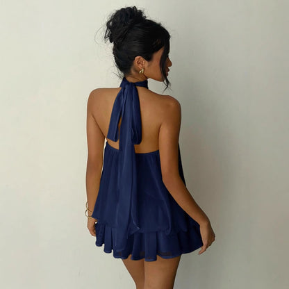 Halter Tiered Mini Dress