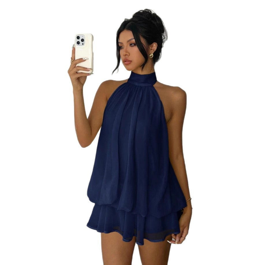 Halter Tiered Mini Dress
