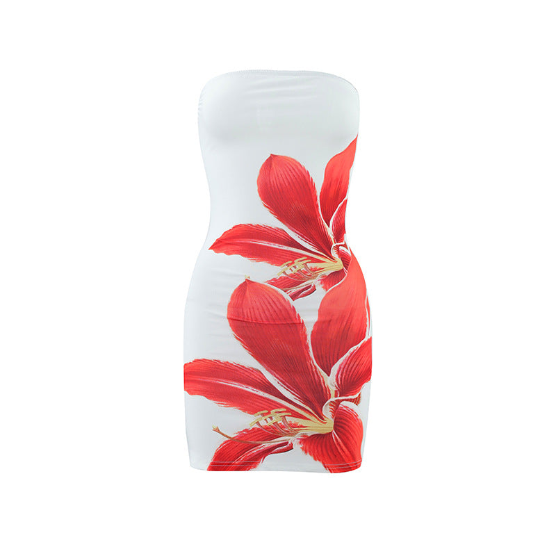 Bold Floral Strapless Mini Dress