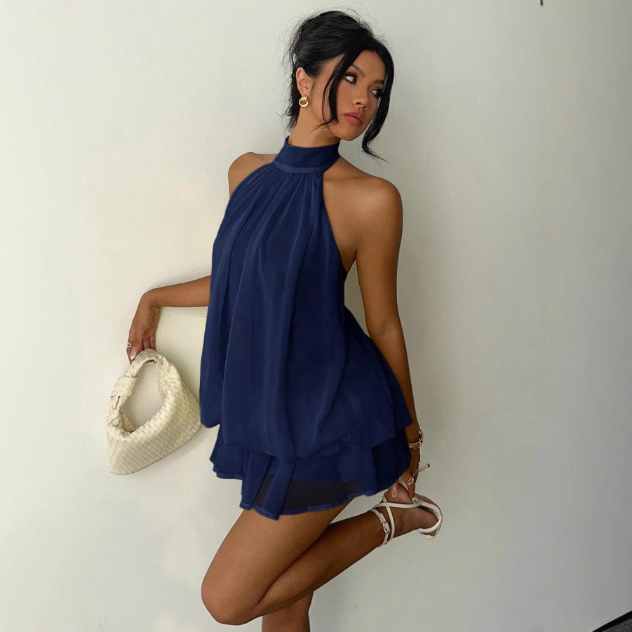 Halter Tiered Mini Dress